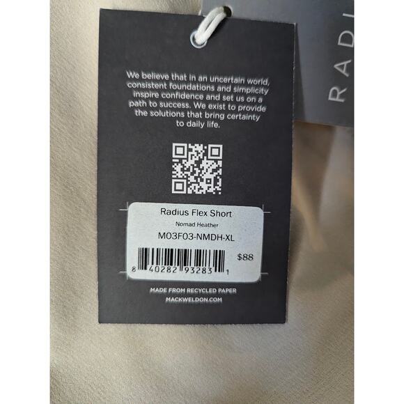 Mack Weldon Men's Radius Flex Shorts Nomad Heather XL - Picture 2 of 3